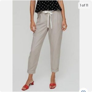 Aritzia Wilfred Allant Pant Cropped Linen Trouser, Size 4